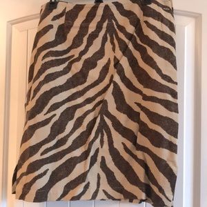 Liz Claiborne Brown zebra print 100% cotton skirt